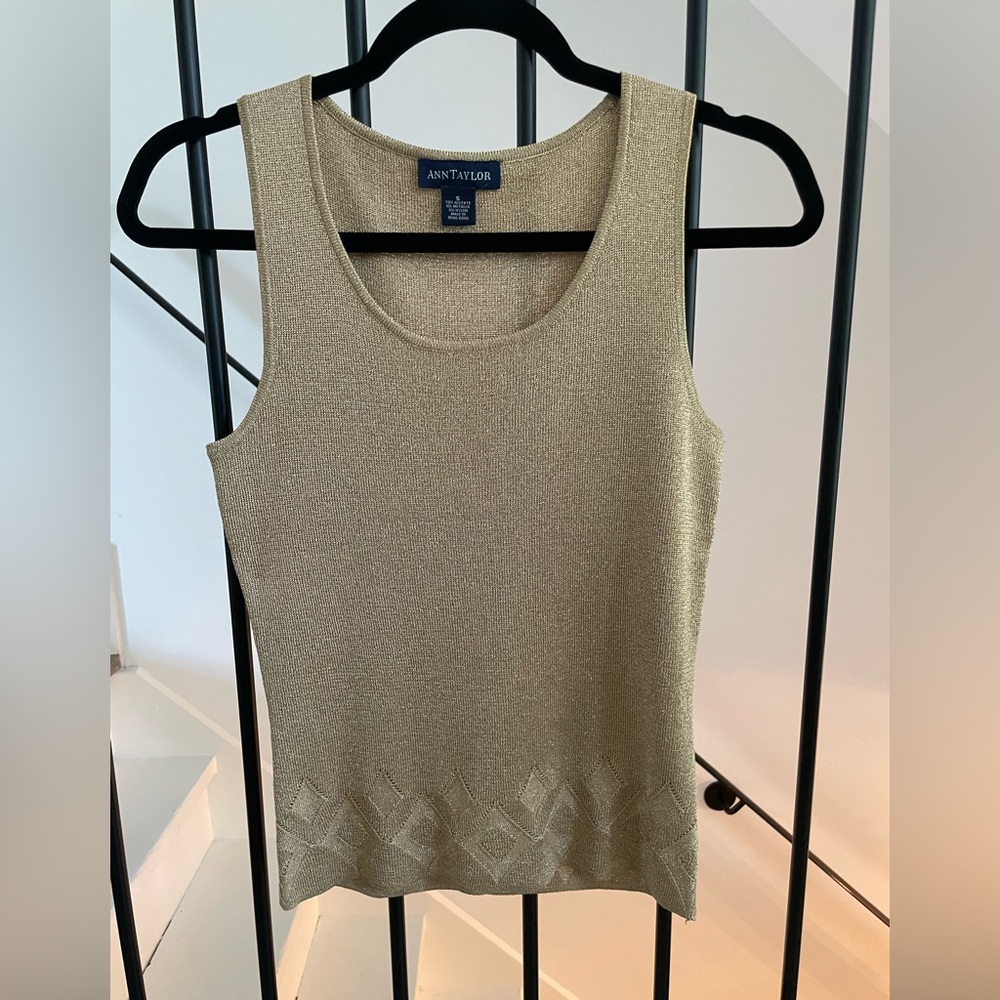 Ann Taylor Metallic Gold Knit Tank – Size S